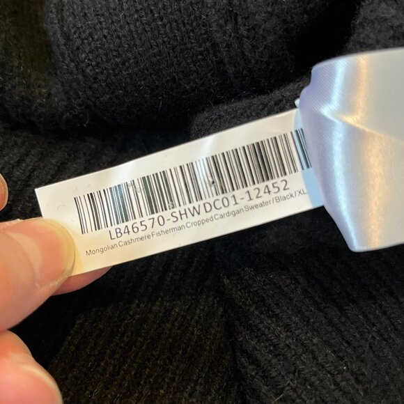 NWT! Quince Mongolian Cashmere Fisherman Boxy Cropped Cardigan Sweater, Black XL - Picture 12 of 14